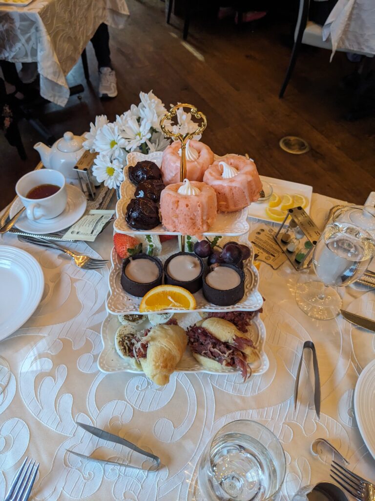 3 Tier Tray loaded with tea goodies both sweet and savory.
